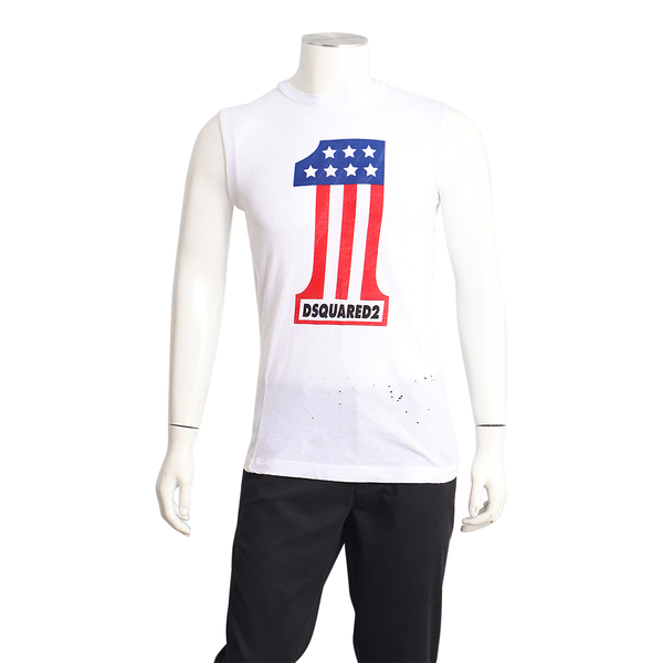 DSQUARED2 Cotton Distressed Long Cool Twisted Vest White