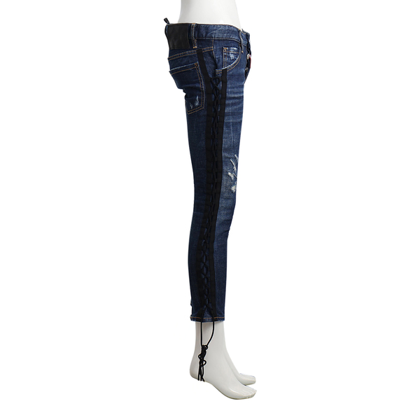 Denim Distressed Deana Strings Jeans Blue/Black