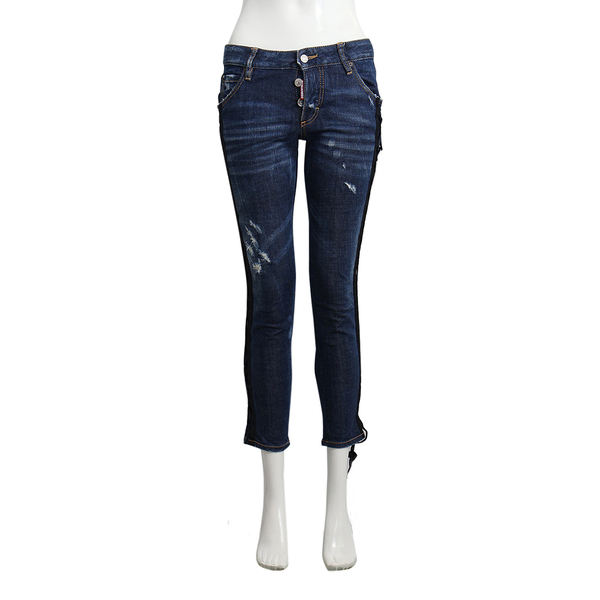 Denim Distressed Deana Strings Jeans Blue/Black