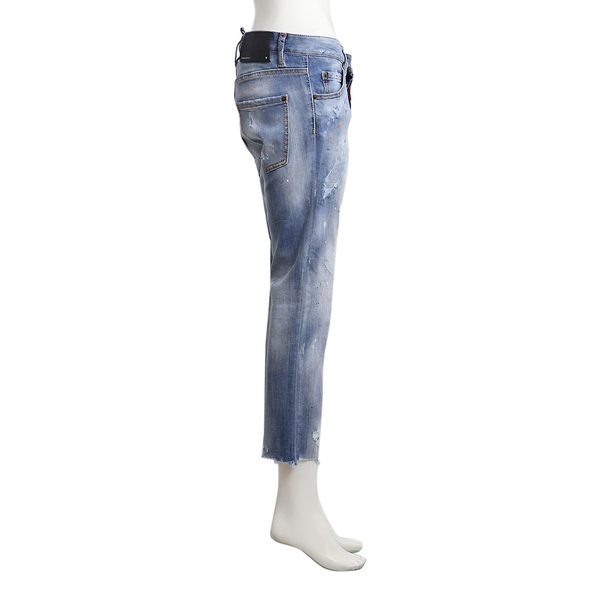 Denim Distressed Cool Girl Cropped Jeans Light Blue