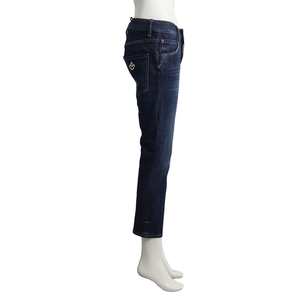 Cotton Blend Cool Girl Cropped Jeans Blue