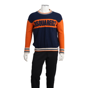 Wool College Sweater Navy/Orange