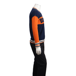 Wool College Sweater Navy/Orange, view 2