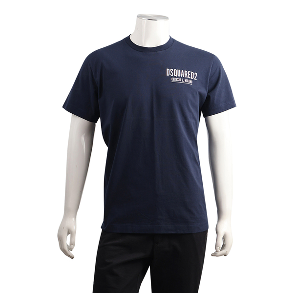Cotton Ceresio Logo T-Shirt Navy Blue
