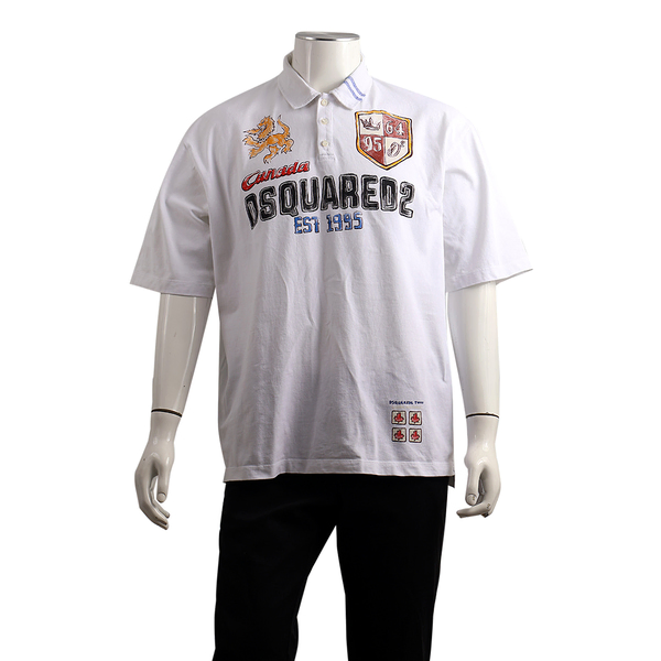 Cotton Polo Hand Drawn Shirt White