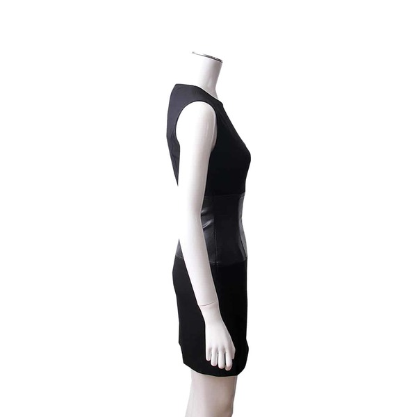 Wool/Leather Mini Dress Black