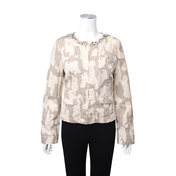 Sport Cotton/Linen Camouflage Embellished Jacket Stone