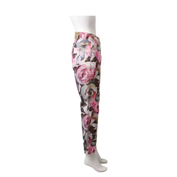 Cotton Blend Regular Fit Floral Jeans Multicolour