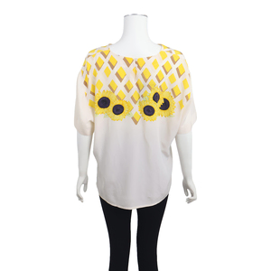 Vintage Silk Sunflower Blouse Cream/Yellow, view 3