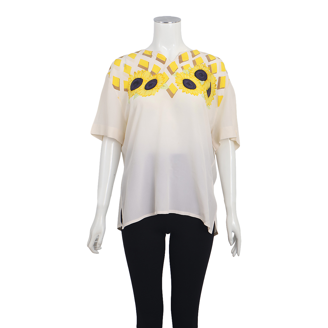 Vintage Silk Sunflower Blouse Cream/Yellow