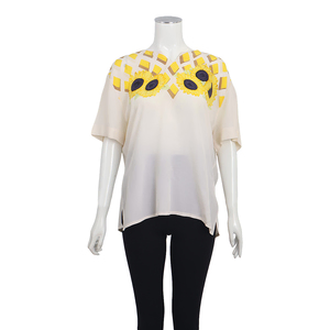 Vintage Silk Sunflower Blouse Cream/Yellow