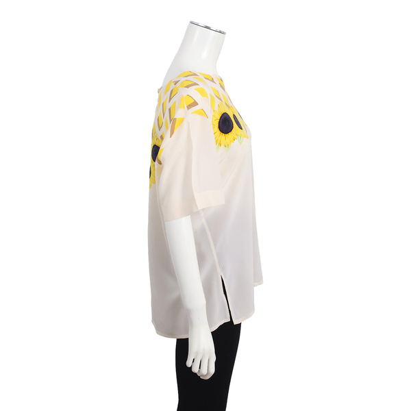 Vintage Silk Sunflower Blouse Cream/Yellow