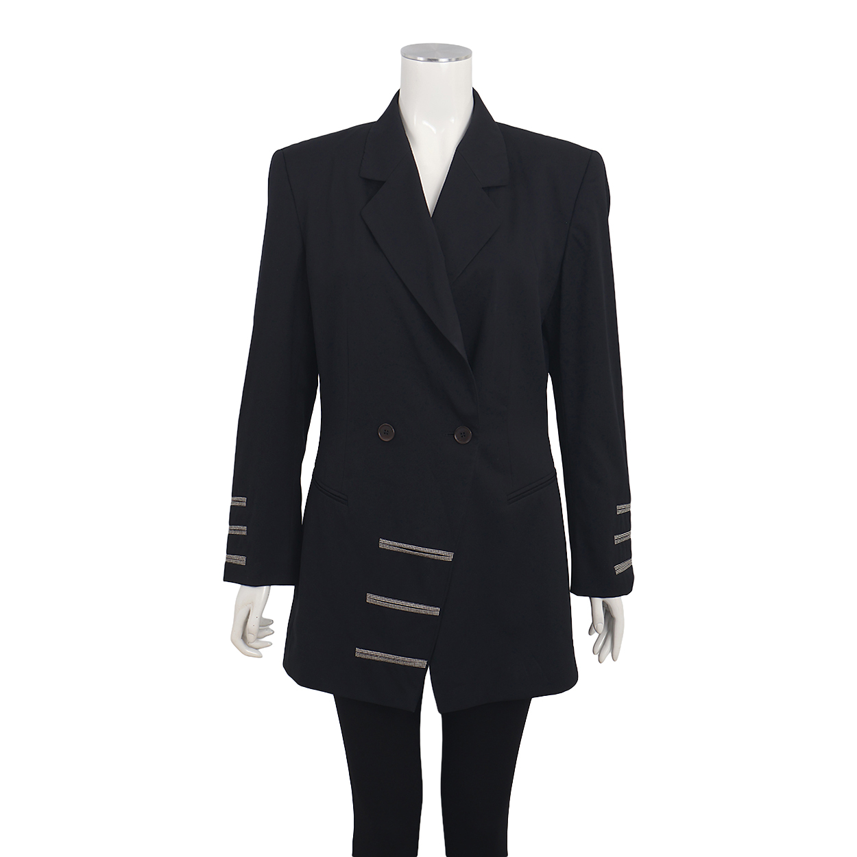 Vintage Wool Double Breasted Blazer Black