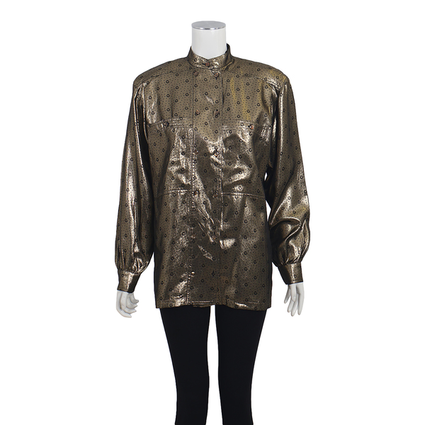 Vintage Silk Blend Metallic Blouse Gold