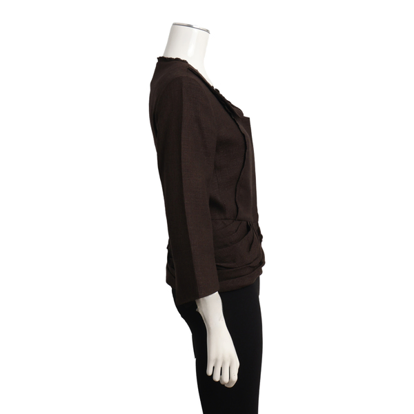 Vintage Wool Blend Peplum Blazer Brown