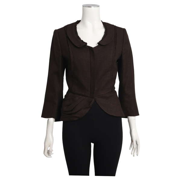 Vintage Wool Blend Peplum Blazer Brown