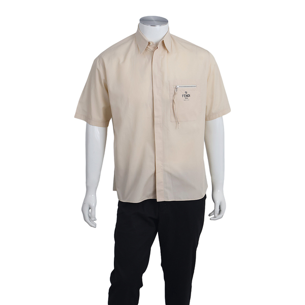 Cotton Zip Pocket Shirt Beige
