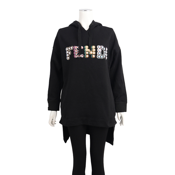 Cotton Embellished Logo Hoodie Black