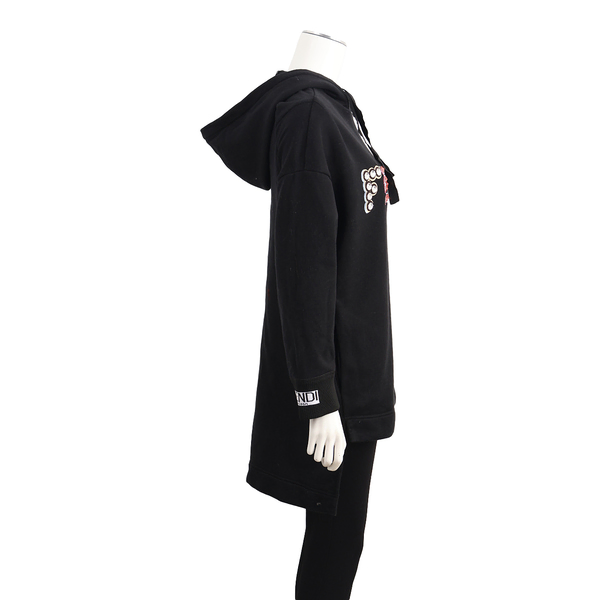 Cotton Embellished Logo Hoodie Black