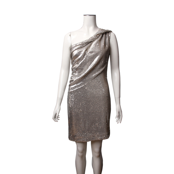 Sequin One Shoulder Mini Dress Silver