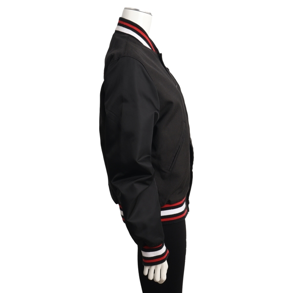 Mixed Material Bomber Jacket Black/Red/White