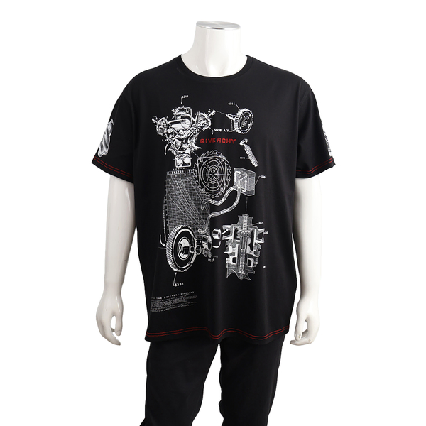 Cotton Schematics Print T-Shirt Black