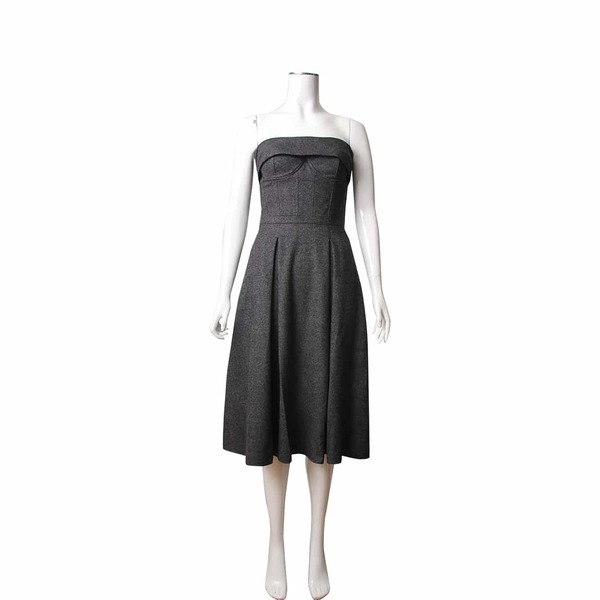 Wool Strapless Dress Grey