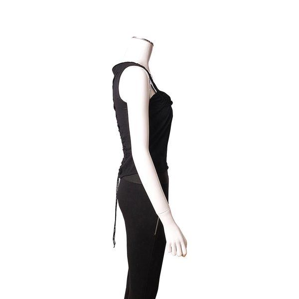 Vintage Wool Ruched Sleeveless Top Black