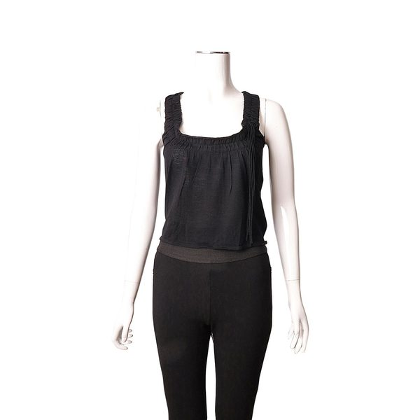 Vintage Wool Ruched Sleeveless Top Black