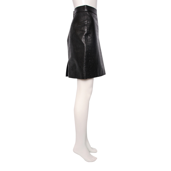 Cotton/Viscose Croc Embossed Skirt Black