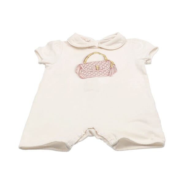 Cotton Baby Bag Print One Piece Jersey White