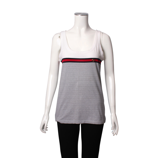 Cotton Tank Top Striped White/Black