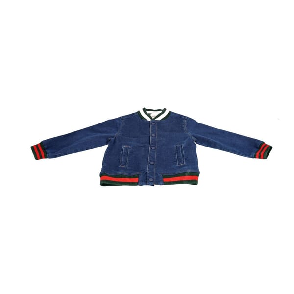 Cotton Blend Kids Web Denim Jacket Blue