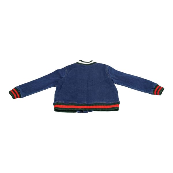 Cotton Blend Kids Web Denim Jacket Blue