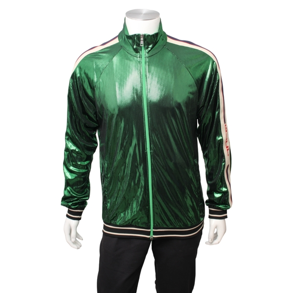 Acetate Web Moto Jacket Glitter Green