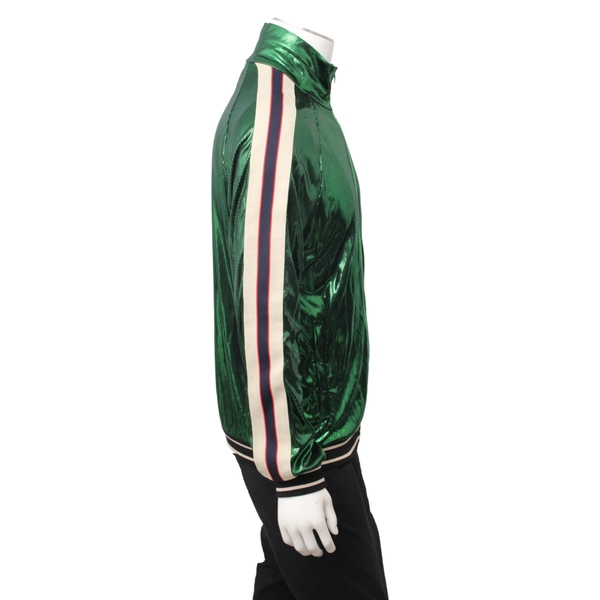 Acetate Web Moto Jacket Glitter Green