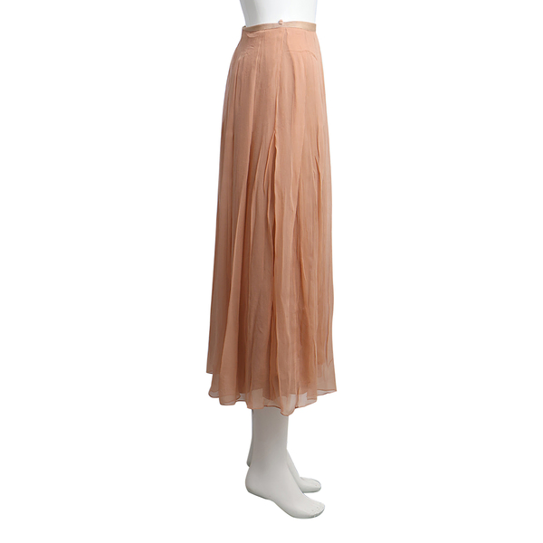 Silk Pleated Skirt Beige