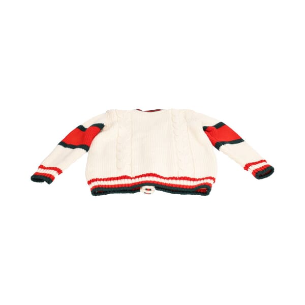 Kids Wool Cable Knit Cardigan White
