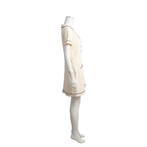 Viscose/Wool Polyamide Ribbed Dress Cream