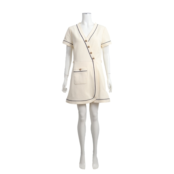 Viscose/Wool Polyamide Ribbed Dress Cream