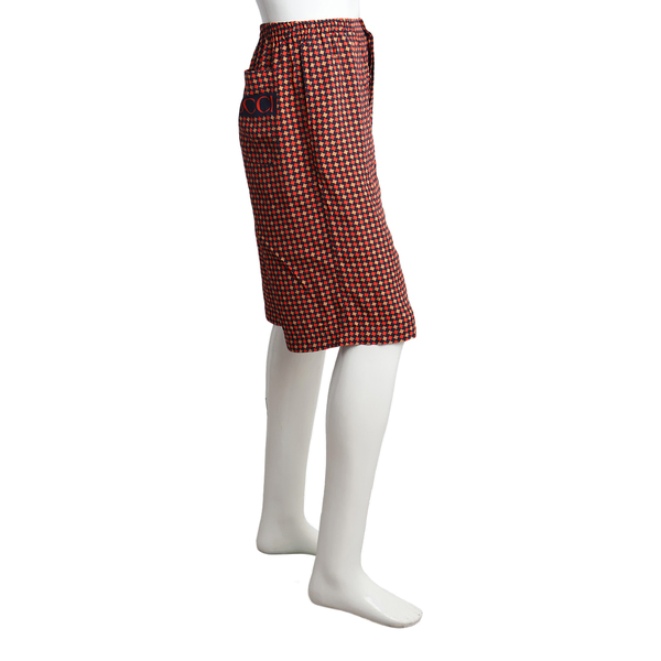 Viscose Geometric Houndstooth Shorts Red