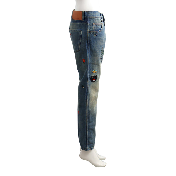 Cotton Embroidered Denim Jeans Blue