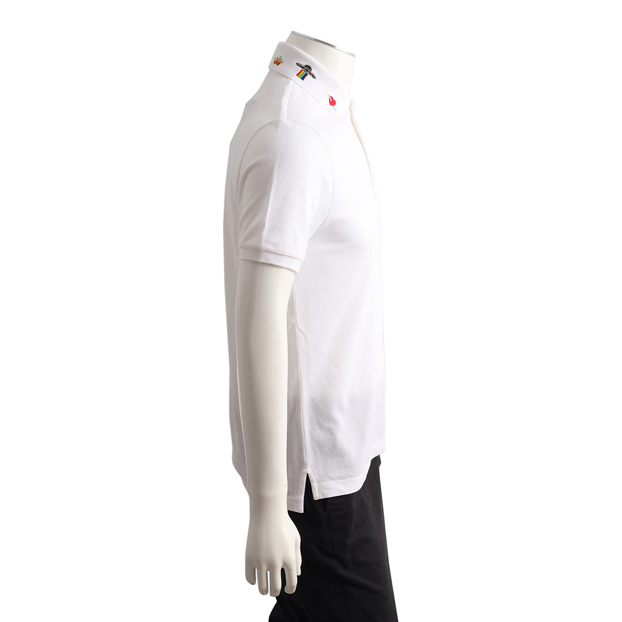 GUCCI Cotton Embroidered Collar Polo Shirt White | Luxity