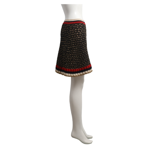 Cotton Blend Woven Skirt Black/Gold