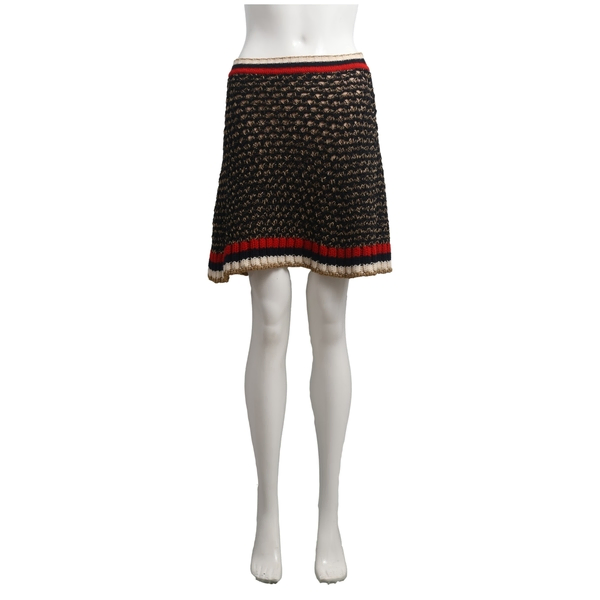Cotton Blend Woven Skirt Black/Gold