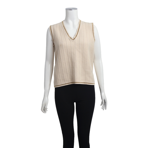 Cotton/Wool Knit Vest Ivory