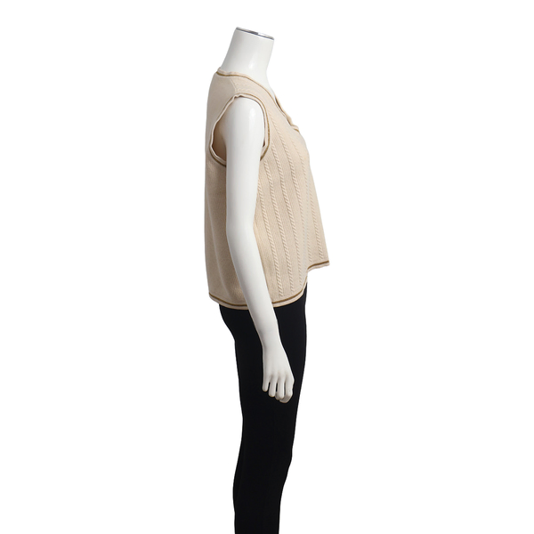 Cotton/Wool Knit Vest Ivory