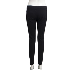 Cotton Blend Horsebit Detail Trousers Black, view 3