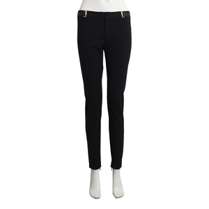 Cotton Blend Horsebit Detail Trousers Black