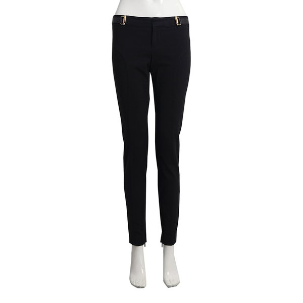 Cotton Blend Horsebit Detail Trousers Black
